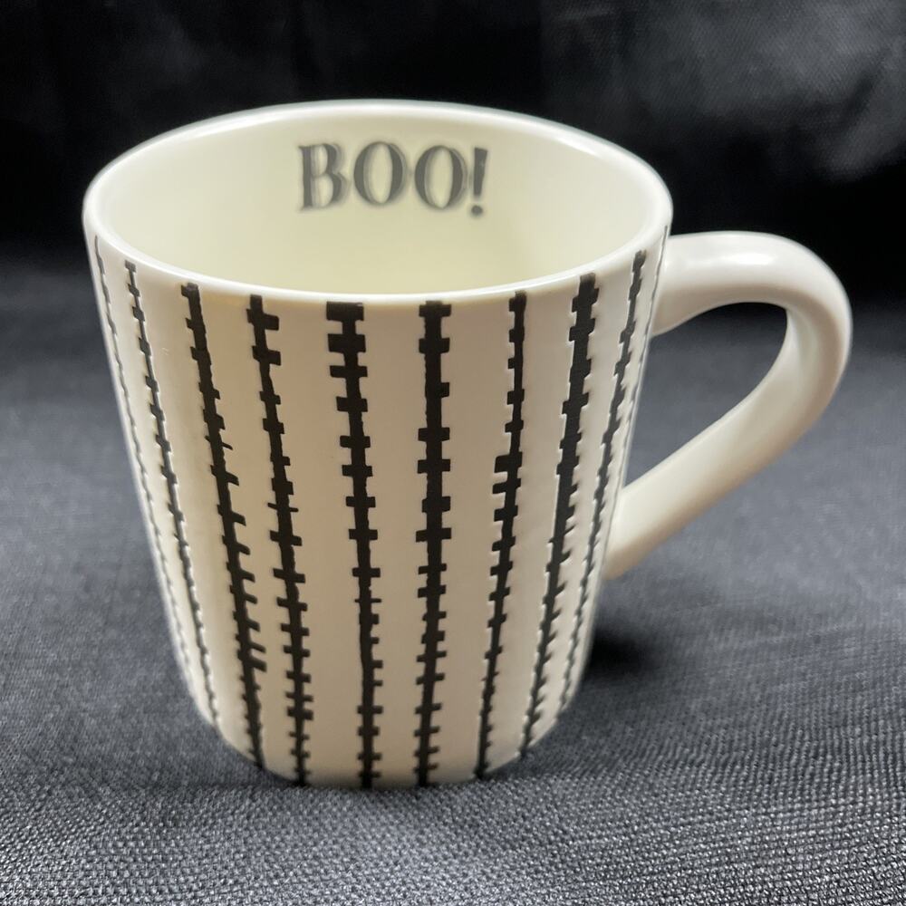 Boo Mug Cup Halloween Black Stitches Stripes Threshold Target 16oz Stoneware